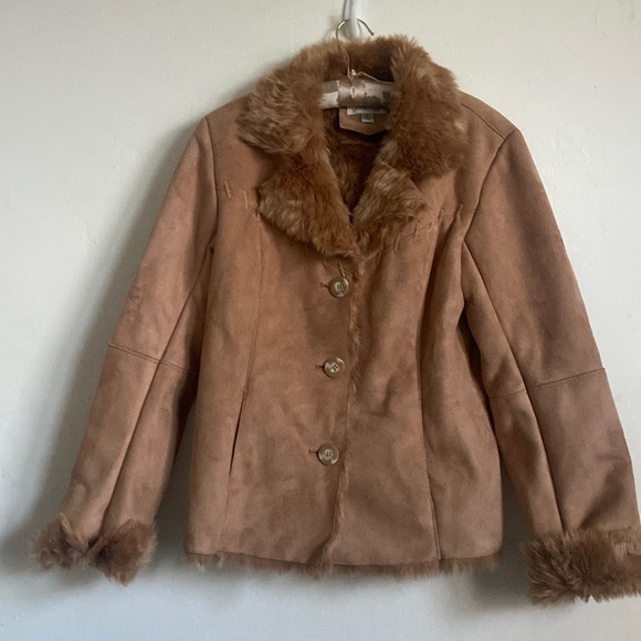 Coldwater Creek Jackets & Blazers - Coldwater Creek faux fur vegan suede jacket size small